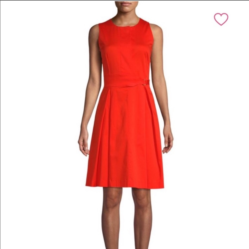 Donna Karan Belted Flare Dress - Grenadine